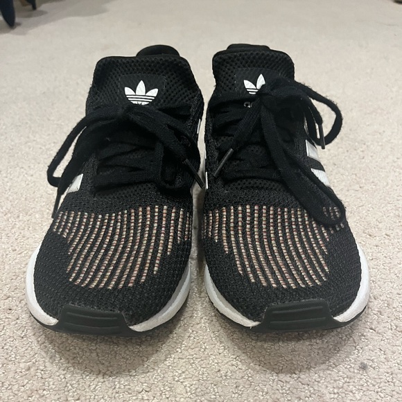 Black Addias with Rainbow Stitching - Picture 2 of 2